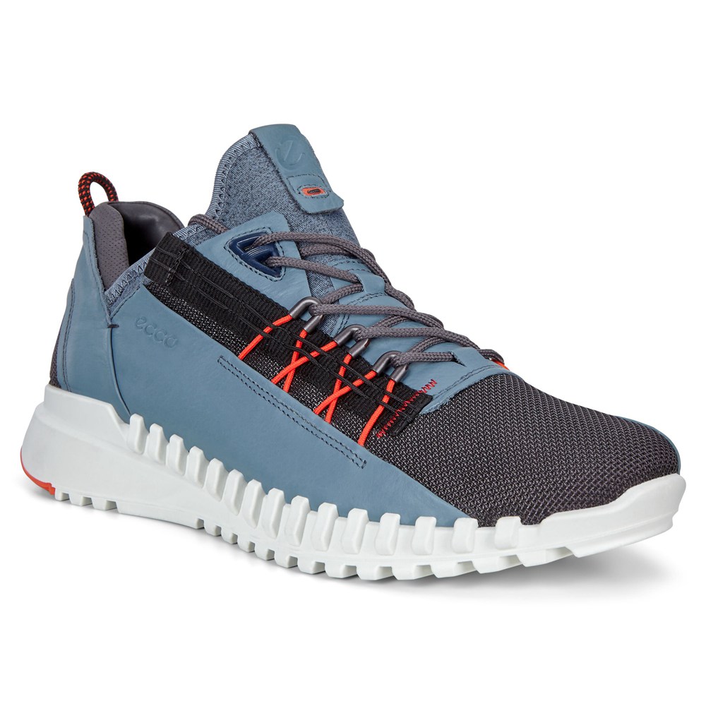 Mens Hiking Shoes - ECCO Zipflex Low - Blue/Black - 4823GDXHZ